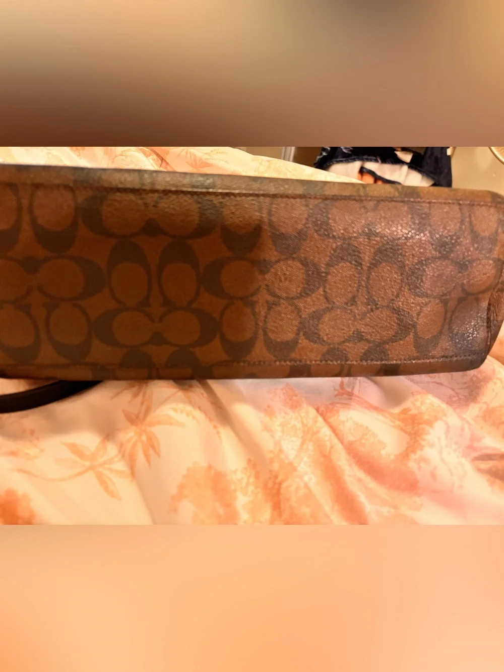 Coach Brown Signature Canvas Shoulder Bag with additional strap